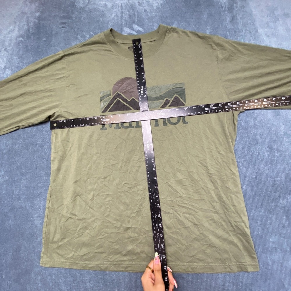 Marmot T Shirt Mens XL Green Graphic Print Long Sleeve Crewneck Casual Pullover - Picture 6 of 13
